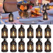 12pcs/Set Vintage LED Lantern String Lights, Ideal As Halloween And Christmas Party Table Centerpieces. These Mini Lanterns Come With Flickering LED Candles, Adding A Sparkling Touch To Christmas Table Settings. They Are Vintage Hanging Lanterns, Also Styled As Moroccan Lanterns, And Serve As Essential Decorative Items For Weddings, Christmas, And Halloween. - Đèn gió lục giác - Xem 13
