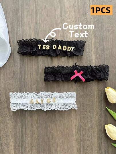 1 st personlig kristall benkedja med bokstavsnamn, sexigt spetsbenband i metall med strass, accessoar för festkläder, högtids-/födelsedagspresent till vänner/älskare