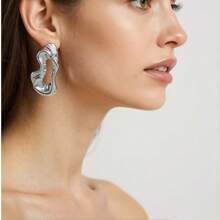 Fashionable Abstract Asymmetrical Wavy Stud Earrings