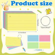 200 schede indice con anelli, 7,62 x 12,7 cm schede flash con anelli, schede di note a colori con anelli, fodera interna perforata, schede di studio adatte per scuole, università, case, uffici, memoria, elenchi di cose da fare (10 colori), forniture scolastiche, ritorno a scuola