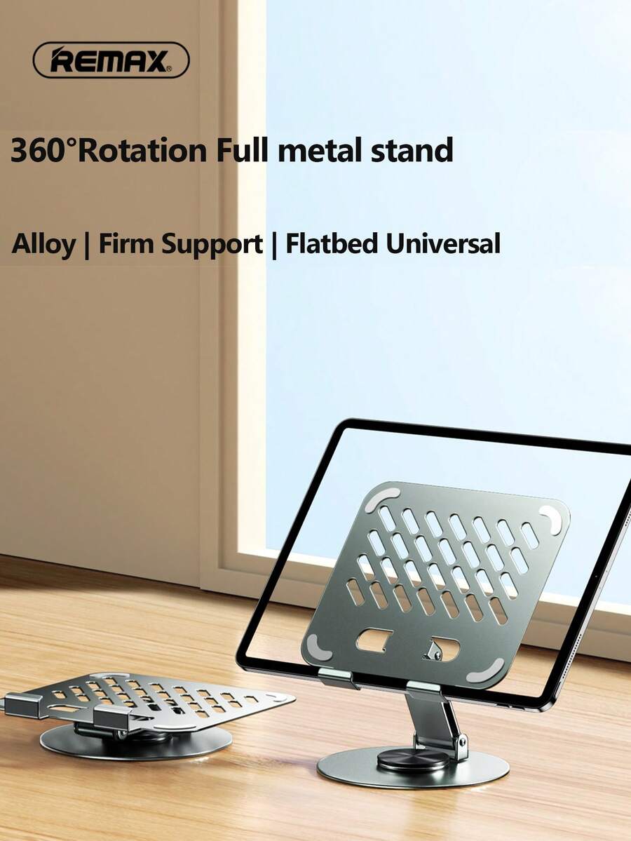 REMAX Surfplattaställ Justerbart Hopfällbart 360° Roterande Surfplattahållare Dubbelt Stöd Aluminium För Pad Switch, Steam, ROG