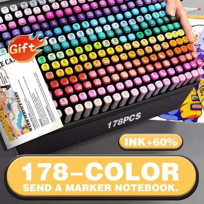 Alcohol-Based Brush Markers, Dual-Tip Blending Art Markers. Available In Sets Of 168, 120, 60 Or 24 Colors, These High-Quality Painting Pens Are Suitable For Use In Art Studios, Offices, For Design Work, Artistic Creation, Writing, Marking, Applying Paint And Coloring.