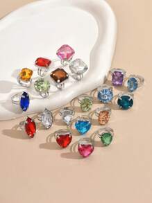 20pcs/Set Minimalist Geometric Acrylic Open Finger Rings Set For Women (Random Acrylic Colors)