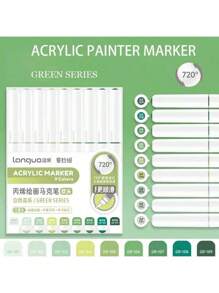 Languo 9 Colors Set Acrylic Marker Pens, Soft Tip Large Capacity Ink, Evenly Colored, Odorless, Opaque, Suitable For Stone, Glass, Ceramic, Easter Eggs, Metal, Wood And More - Perfect For Art, Craft And DIY Projects Back To School