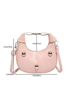 2025新款夏季时尚单肩女包休闲纯色简约铆钉装饰手提包甜美姐妹风个性月牙包手提单肩斜挎多用途度假摄影百搭单品包包 - 彩色 - 查看 9