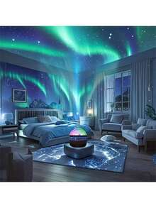 1pc Northern Lights LED Decorative Lamp, Dreamlike Aurora Pattern Ball Shaped Atmosphere Projector, Color Adjustable With Remote Control, Suitable For Holiday Decoration Effects Background, Room Decoration, Birthday Party Effects Led Lights Night Light Halloween Lights
