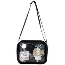 Female Ita Crossbody Bag Womens Transparent Messenger Bag Girls Cute-Lolita Shoulder Bags Teens Fashion Satchels Bag Ins - 黑色帶插片 - 查看 13