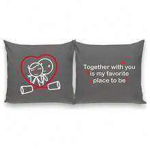 2pcs,Together Is My Favorite Place To Be Couple Pillowcases - Gifts For Him And Her, Long Distance Relationships - Throw Pillow Covers
