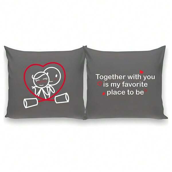 2pcs,Together Is My Favorite Place To Be Couple Pillowcases - Gifts For Him And Her, Long Distance Relationships - Throw Pillow Covers