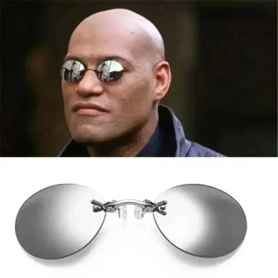 1-2PCS Clip On Nose Glasses Round Rimless Matrix Morpheus Mini Frameless Vintage Men Eyeglasses - أبيض - مشاهدة 1