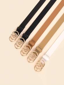 1pc Classic PU Leather Triple Buckle Belt, Fashionable & Casual Cowboy Style Waist Belt Summer, School Fall, Autumn, Halloween - Black - View 11