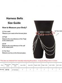 女士黑色性感 PU 皮革紧身胸衣腰带，带链条装饰，哥特式时尚配饰，适合狂欢 - 黑色 - 查看 4