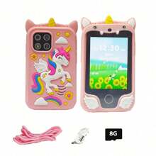 Smartphone para niñas con diseño de unicornios, juguetes para niñas de 8 a 10 años, juguetes de aprendizaje con pantalla táctil, regalos de Navidad y cumpleaños para niñas de 3 a 9 años, con tarjeta de memoria de 8GB