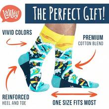 Calcetines Divertidos Lavley Para Hombres - Regalos Novedosos Para Fanáticos del Deporte, Golf, Pickleball, Levantamiento de Pesas, Carreras y Más - ¡A surfear! - Ver 2