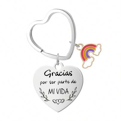 1 pieza Llavero de acero inoxidable unisex "Gracias por ser parte de mi vida", diseño minimalista, regalo ideal para maestros, padres, mochila para la escuela, accesorios para el automóvil, accesorios góticos lindos para bolso Y2K, portaidentificaciones con cordón, accesorios para automóvil, dijes para bolso, Navidad