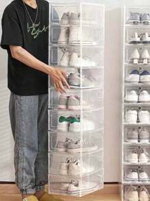 6/12 piezas Cajas apilables transparentes para almacenamiento de zapatos para el armario, contenedores de almacenamiento de zapatos resistentes con puerta transparente, cajas de zapatos de plástico con cajón grueso, organizador de zapatos apilable para tenis
