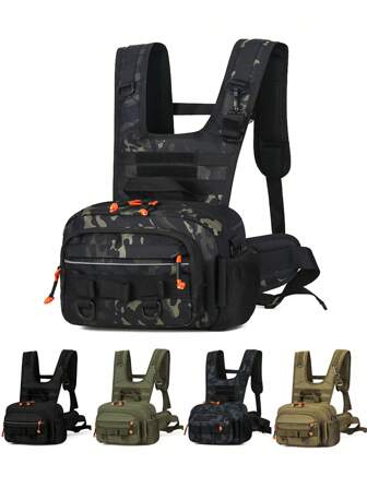 战术MOLLE胸包，带前袋，户外装备，适用于露营、徒步、攀岩、钓鱼，多功能旅行侦察包，探险装备，送给父亲的最佳礼物，2000年代街头风格