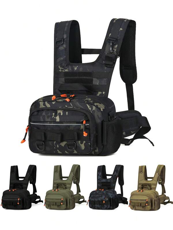 Bolsa de pecho táctica MOLLE con bolsillo frontal, equipo para exteriores para camping, senderismo, escalada y pesca, kit de viaje y reconocimiento multiusos para aventuras, mejor regalo para el padre, estilo callejero de los 2000