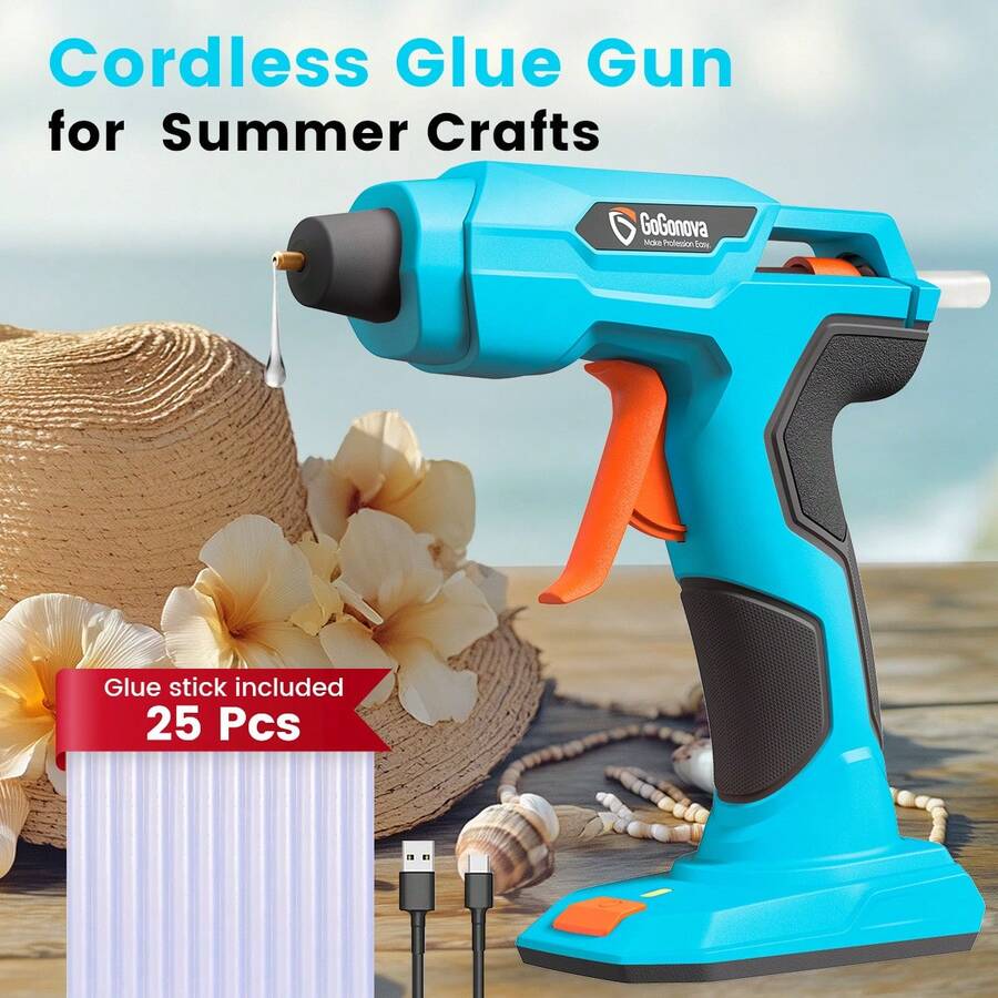 Gogonova 20s Fast-Heating Hot Glue Gun ,With 25 Glue Sticks For Halloween And Christmas Decorations, For DIY, Wedding Decor - Màu xanh lam - Xem 1