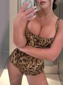 Women's Sexy Slim Fit Leopard Print Bustier Spaghetti Strap Sleeveless Corset Top Bodysuits Unitard Bodysuit Summer Outfits