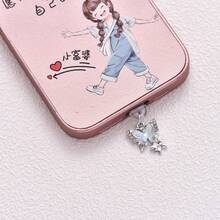 流行多色3D双层蝴蝶手机防尘塞，Type-C和Apple 16充电端口吊坠配件，防尘 - 彩色 - 查看 8