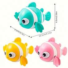 3pcsColorful Wind-Up Clownfish , Perfect For Bath Time & Outdoor Play, Available In Pink, Blue, Yellow - Ideal Halloween & Christmas Gift - Multicolor - View 3