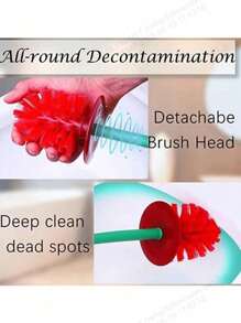Juego de cepillo de inodoro con forma de cereza, mango de plástico largo. Accesorio de limpieza para baño sin rincones muertos, con forma adorable, fácil y conveniente de usar. Accesorios de baño, accesorios de inodoro.
