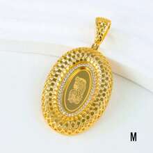 18k Gold Plated Vintage Arabic Style Pendant Necklace, Oval Shape, Bridal Wedding Party Jewelry Gift For Women - Pendant - View 16