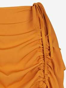 Women's Steampunk Skirt Ruffle High Low Outfits Medieval Renaissance Skirts Cosplay Elegant High Waist - Turmeric - View 4