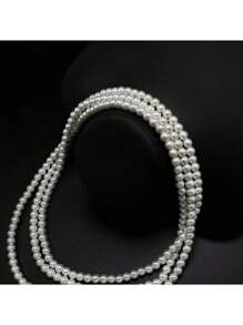 1 Pc 72-Inch Elegant Pearl Multi-Layer Necklace Without Additional Decoration Is Suitable For Women's Daily Wear And Various Occasions