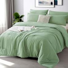 2/3 Pieces Luxury Solid Color Comfortable Breathable Comforter Set, Anti-Shrink And Anti-Fading Luxury Hotel-Grade Easy-Care Comforter Set, Machine Washable, High-Quality Bedding For All Seasons, Daily Holiday Gifts - Xám - Xem 8