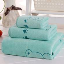 3 PiecesSoft Absorbent Cartoon Bath Towels: Small, Medium, Large - Perfect Choice