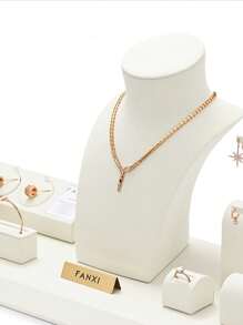 Oirlv All White Jewellery Display Set Shop Cabinet Display Props Necklace Display Bust Watch Ring Earrings Bracelet Decorative Stand