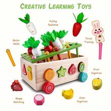 6-In-1 Wooden Toy For Children, Valentine's Day Gift Ideas, Carrot Picking Toy, Shape Sorting Puzzle, Fine Motor Skills Training Toy - Nhiều màu - Xem 6