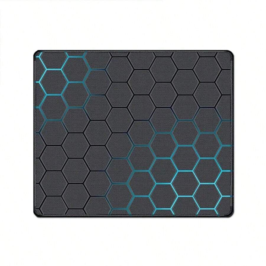 Non-Slip Rubber Mouse Pad, Oblong Geometric Pattern Gaming Mouse Pad, Office Desk Accessory, 25*30cm, Soft Computer Mouse Mat With Hexagon Pattern, 3D Square Natural Rubber Mouse Pad, Reinforced Locking Edge And Dirt-Resistant - Black - View 1