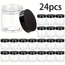 2/6/8/12/24/45/50 件盎司带盖塑料罐 - 透明圆形化妆品容器，适用于山地化妆水、面霜、软膏、身体黄油、化妆品、根蛋白、样品、旅行储存 - 无味、耳封