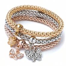 Conjunto de 3 pulseras con dije en forma de corazón que brillan en la oscuridad | Pulsera tobillera con dije para mujer, regalo de San Valentín - Multicolor - Ver 5