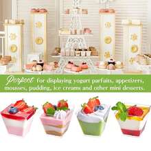 100 个慕斯杯 + 100 个勺子：甜点勺和杯子，适用于派对、冰淇淋、糖果、生日、婚礼和节日聚会 - 仅可手洗