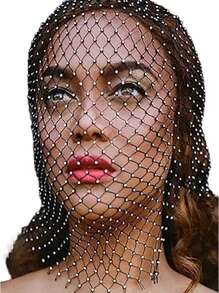 1 peça 55 cm capa de cabeça com strass elástico malha capuz bandana acessórios de cabeça festa de feriado máscara de glitter feminino fantasia festa de Halloween