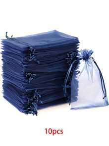 10pcs/20pcs/30pcs 4x6 Inches Luxurious Organza Drawstring Jewelry Pouches - Wedding Party Christmas Favor Gift Bags & Organizers - Reusable, Soft, And Durable Black Gift Wrapping Accessories - Multicolor - View 20