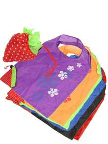 1-10 peças bolsa de armazenamento morango dobrável sacolas de compras reutilizáveis dobráveis nylon mercearia grande bolsa cores aleatórias