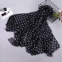 1 pièce Foulard en chiffon élégant minimaliste classique à imprimé pois pour femmes, foulard de tête fin et respirant, châle pare-soleil