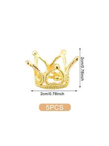 10/5件装合金心形迷你小皇冠蛋糕装饰，公主风装饰，珍珠头饰，婚礼发饰，生日派对，蛋糕装饰 - 彩色 - 查看 5