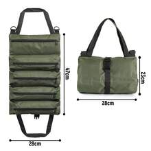 Multi-Purpose Roll-Up Tool Organizer Bag- Compact, Durable Fabric Storage Bag With 5 Zippered Pockets For Pliers, Vise Grips, Screwdrivers, Wrenches & Sockets - Perfect For Work And Outdoor Adventures - màu đen - Xem 5