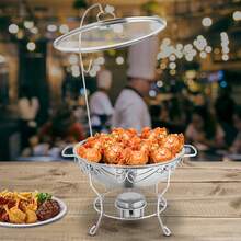 Chafing Dish Edelstahl Warmhaltebehälter 6L Speisewärmer, Wärmebehälter Rechaud Chafing Dishes Speisenwärmer für Catering Buffet und Party - Silber - Übersicht 3