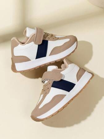 1 Pair Unisex Khaki Casual Sneakers, Non-Slip Wear Resistant Flat Bottom Retro Style Outdoor Kids Leisure Shoes