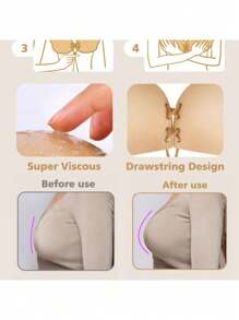 1pc Front Lace-Up Self-Adhesive Padded Push Up Bra