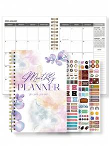 1pc 24-Month Student Monthly PLanner For Back To School, PINK 2025-2027 Modern Academic Calendar Weekly Planner With Deadlines,Oversized Grids & Notes For Students,Teens,Office School Supplies