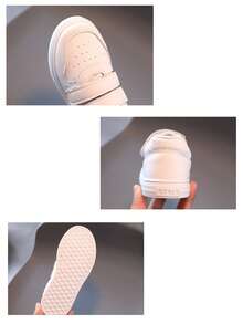 Zapatillas deportivas para niños con diseño de cierre adhesivo: diseño de media caña, fabricadas con materiales duraderos de PU y PVC, y forro interior de tela suave. Zapatillas de lona transpirables para niñas, aptas para niños y niñas, en colores lisos clásicos, ideales para tenis femenino, tenis infantil, colegio, deporte y uso diario. - Blanco - Ver 7