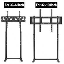 Extra Large Floor TV Stand TV Mount Adjustable Height Free Standing Home-Office - Black - View 5